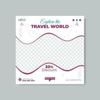 Tour and travel social media post and web banner post design vector template.