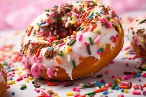 donut with icing and sprinkles generative ai photo