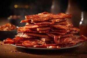 fried dry bacon snacks for beer photo