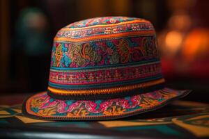 traditional colorful asian hat photo