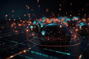 global database and artificial intelligence, blockchain, neural networks and cloud technologies photo