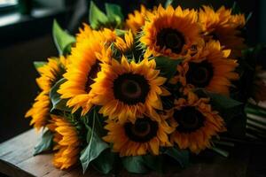 bouquet yellow sunflower generative ai photo