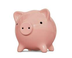 Pink piggy bank. Render 3D. Isolated on white background photo