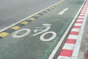 bike path is separated from the main road. photo