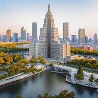 un edificio ciudad, ciudad, distrito, paisaje urbano, urbano. ai generativo foto