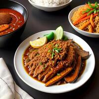 rice gudeg traditional delicious food. photo