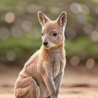 a baby kangaroo close up in the wild. photo