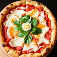 delicious fresh food pizza. photo