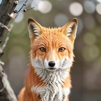 un cerca arriba zorro en el salvaje, bosque . ai generativo foto