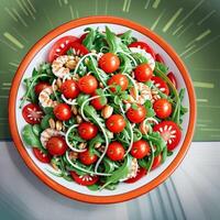 a healthy salad in the plate. photo