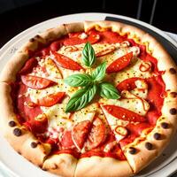 delicious fresh food pizza. photo