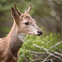 close up deer in the wild. photo