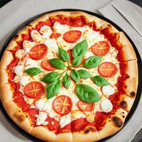 delicious fresh food pizza. photo