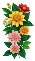 floral patrones, diseño un floral con un variedad de flores, hojas. ai generativo foto