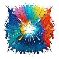 Splash art of colorful paint on a canvas. T-shirt design. AI-Generated. photo