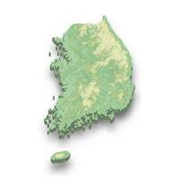 3d isometric relief map of South Korea vector