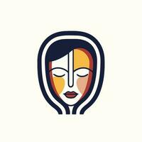 Logo of the face of a woman in a mask. Vector illustration