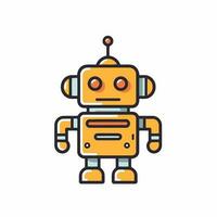 Cute robot flat color vector icon on white background. Artificial intelligence concept.