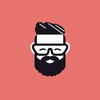 Bearded hipster with glasses and hat. Vector illustration, flat design.