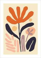 Hand drawn abstract floral collage. Scandinavian style. Vector illustration.