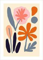 Hand drawn abstract floral background. Scandinavian style. Vector illustration for your design