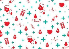 Medical and blood donation icon seamless pattern isolate on white background. vector
