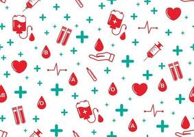 Medical and blood donation icon seamless pattern isolate on white background. vector