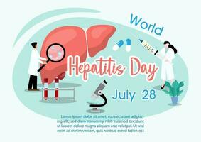 Concept of hepatitis A, B, C, D, and world hepatitis day campaign's poster with doctors treat the liver in flat style and vector design.