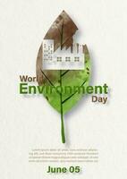 Poster concept of pollution and world environment day with slogan and the day, name of event in watercolor style and vector design.