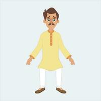 Cartoon illustration of indian male character Free Vector