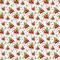 Seamless pattern Avocado hero character in Superhero costume and axe. Fruit character pattern vector