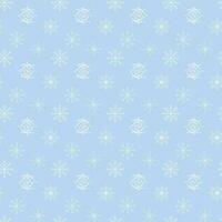 White snowflake seamless pattern icons collection in line style isolated on blue background. New year design elements, frozen symbol, Vector illustration