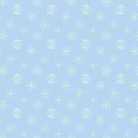 White snowflake seamless pattern icons collection in line style isolated on blue background. New year design elements, frozen symbol, Vector illustration