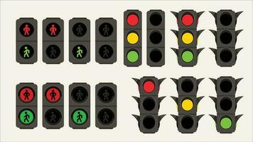 traffic lights set on white vector