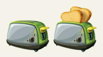 steel toasters on white background vector