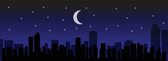 Illustration Vector Of city silhouette at night