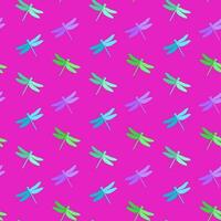 Dragonfly seamless pattern. Pink background. Vector design.