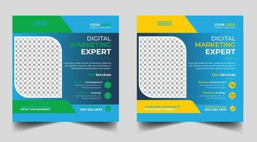 Digital marketing banner design template. Digital business marketing social media post template. Social media banner design template. Social media post design. Social media bundle design vector