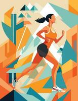 Wellness topic,exercise themes,Running woman, vector illustration