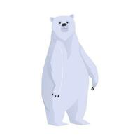 Polar Arctic bear standing on his hind paws, flat vector illustration isolated .