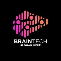 inteligente cerebro tecnología conjunto digital logo idea icono vector modelo