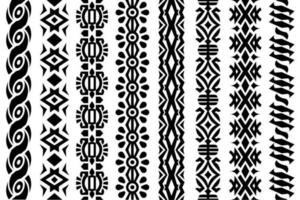 Abstract lace, trim decorative design elements. Black seamless repeating lace ribbon, tape collection for your design projects vector