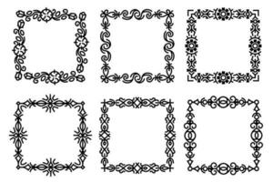 Square vintage ornate decorative frames collection. Set of abstract borders, decorative line art frame designs. For your design projects, empty space for your text, lettering images, photos and design vector