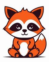 baby fox sitting vector