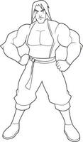 muscular man coloring page vector