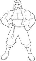 muscular man coloring page vector