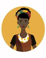 africano niña con vistoso venda vector