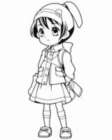 cute anime girl vector
