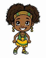 negro niña vistiendo africano colores vector