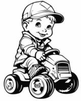 kid driving a toy car vector